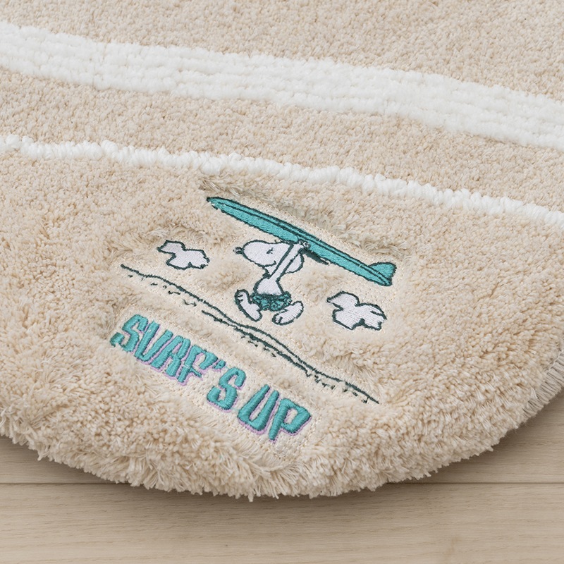 PEANUTS サーフ トイレ兼用フタカバー（普通便座＆温水洗浄・暖房便座兼用） ベージュ/ターコイズブルー