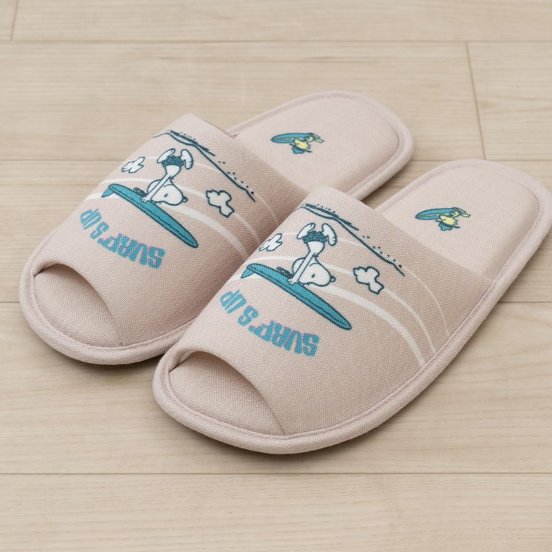 PEANUTS サーフ スリッパ 約23.5~25.5cm ベージュ/ターコイズブルー