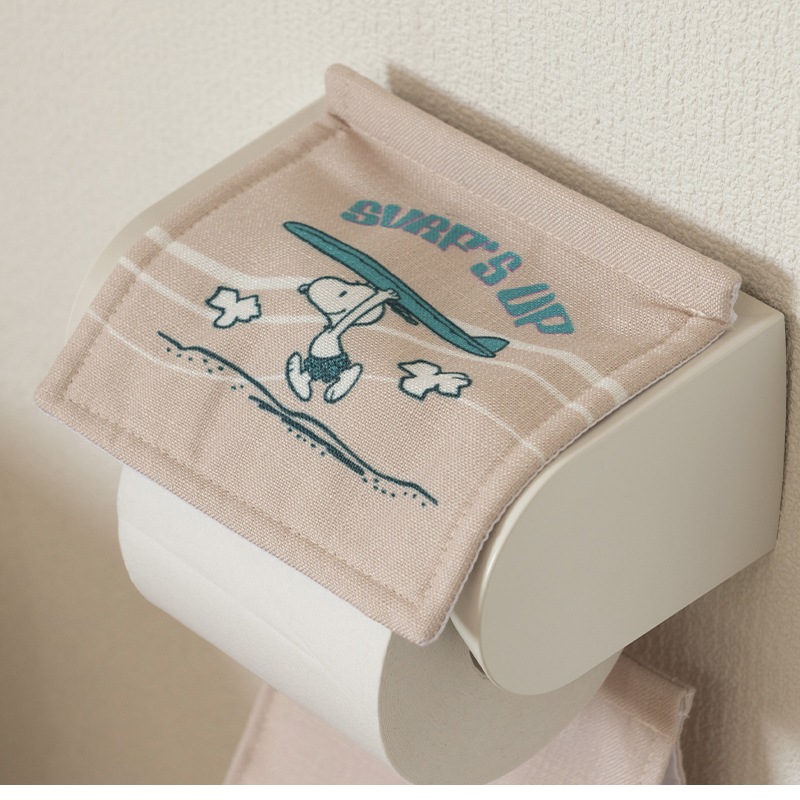 PEANUTS サーフ ペーパーホルダーカバー ベージュ/ターコイズブルー