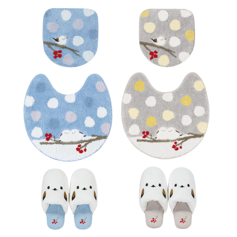 SDS シマエナガちゃん トイレ3点セット（トイレマット+兼用フタカバー+