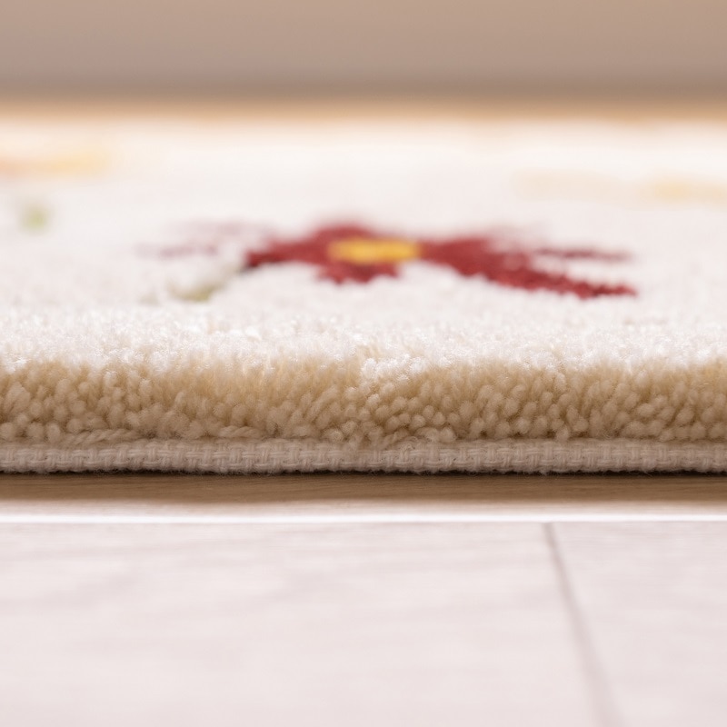 シビラ フラワーガーデン4 インテリアマット 約50×80cm ベージュ