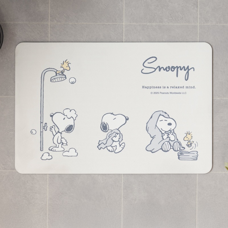 PEANUTS ハッピーバスタイム 珪藻土入りやわらかバスマット 約40×60cm グレー