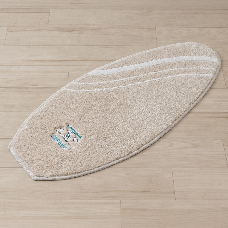 PEANUTS サーフ アクセントマット 約40×90cm ベージュ/ターコイズブルー