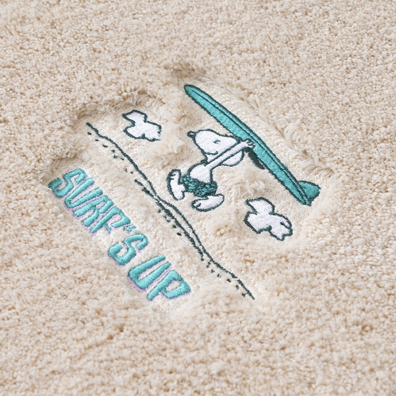 PEANUTS サーフ アクセントマット 約40×90cm ベージュ/ターコイズブルー