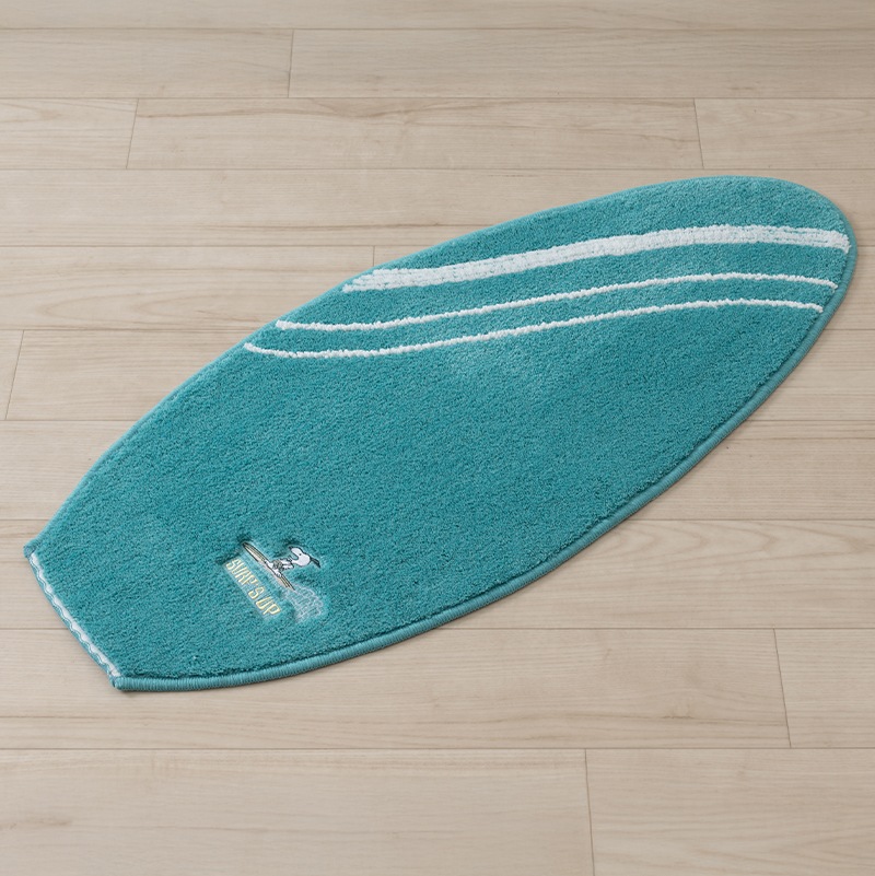 PEANUTS サーフ アクセントマット 約40×90cm ベージュ/ターコイズブルー