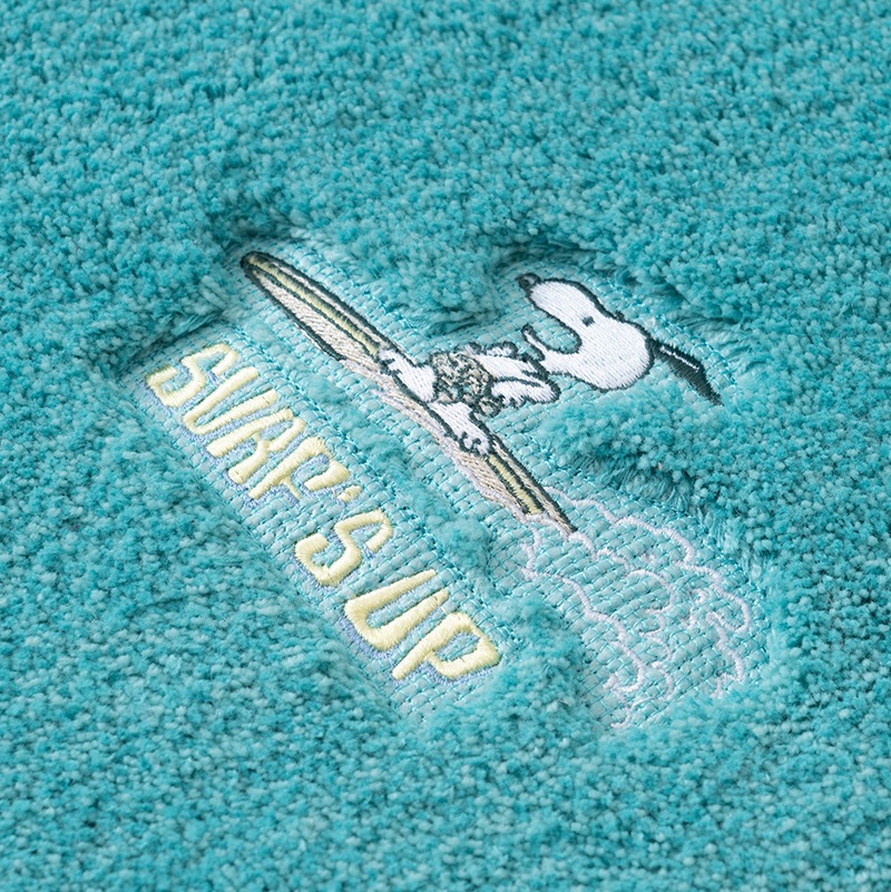 PEANUTS サーフ アクセントマット 約40×90cm ベージュ/ターコイズブルー