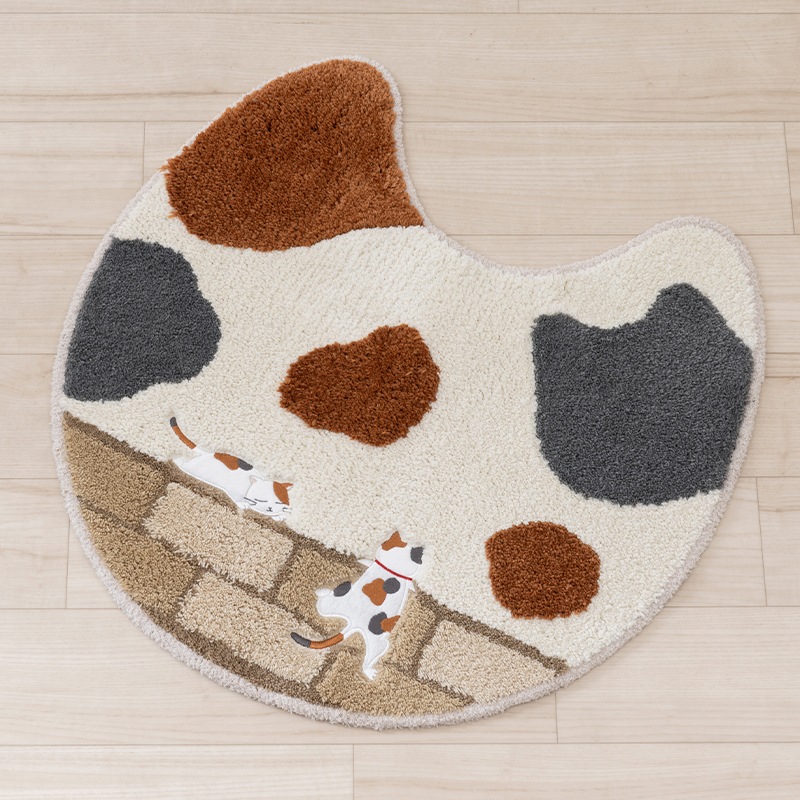 SDS 和にゃんこ ミケ トイレマット 約60×60cm ベージュ