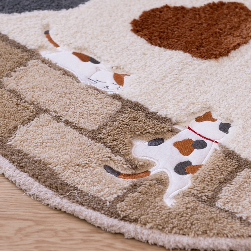 SDS 和にゃんこ ミケ トイレマット 約60×60cm ベージュ