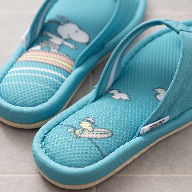 PEANUTS サーフハナオ 鼻緒スリッパ 約22～24cm ベージュ/ターコイズブルー