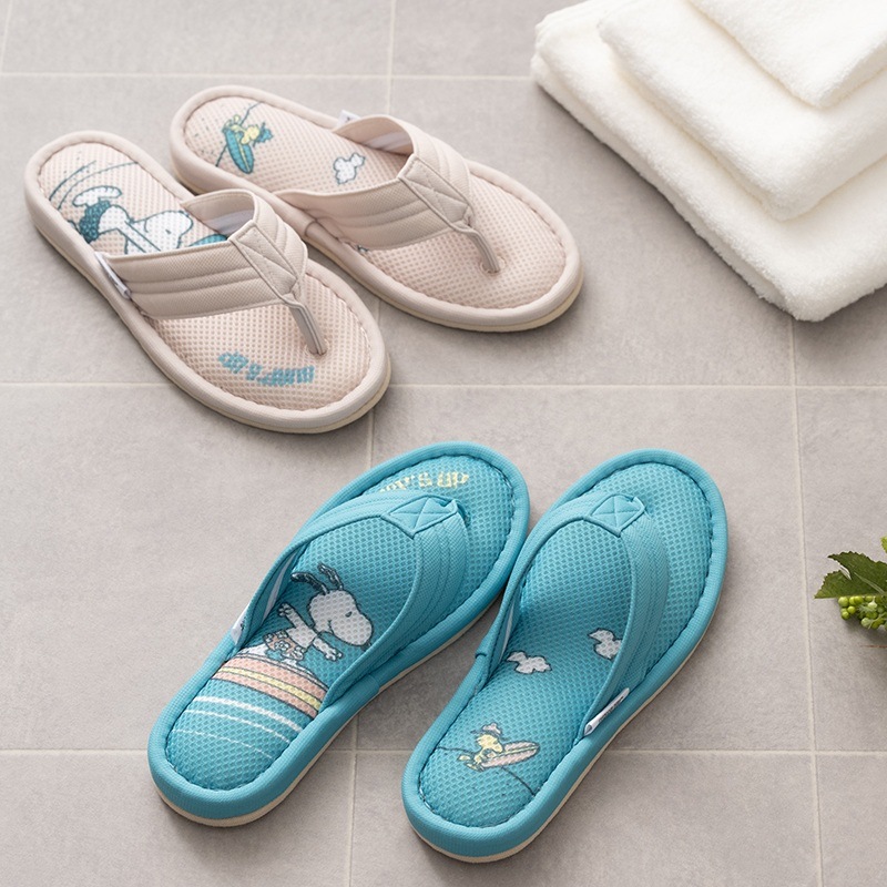 PEANUTS サーフハナオ 鼻緒スリッパ 約22～24cm ベージュ/ターコイズブルー