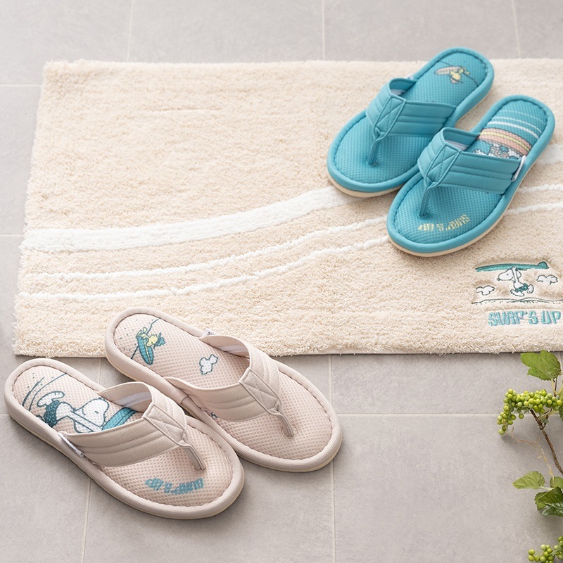 PEANUTS サーフハナオ 鼻緒スリッパ 約22～24cm ベージュ/ターコイズブルー