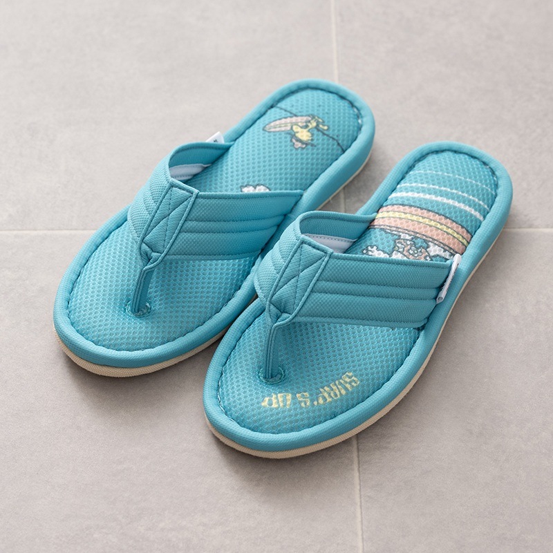 PEANUTS サーフハナオ 鼻緒スリッパ 約22～24cm ベージュ/ターコイズブルー