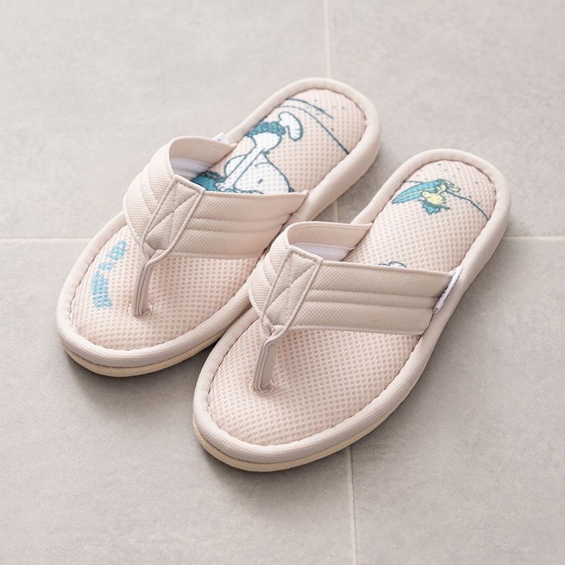 PEANUTS サーフハナオ 鼻緒スリッパ 約22～24cm ベージュ/ターコイズブルー