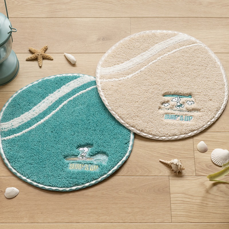 PEANUTS サーフ マルチマット 直径約35cm ベージュ/ターコイズブルー