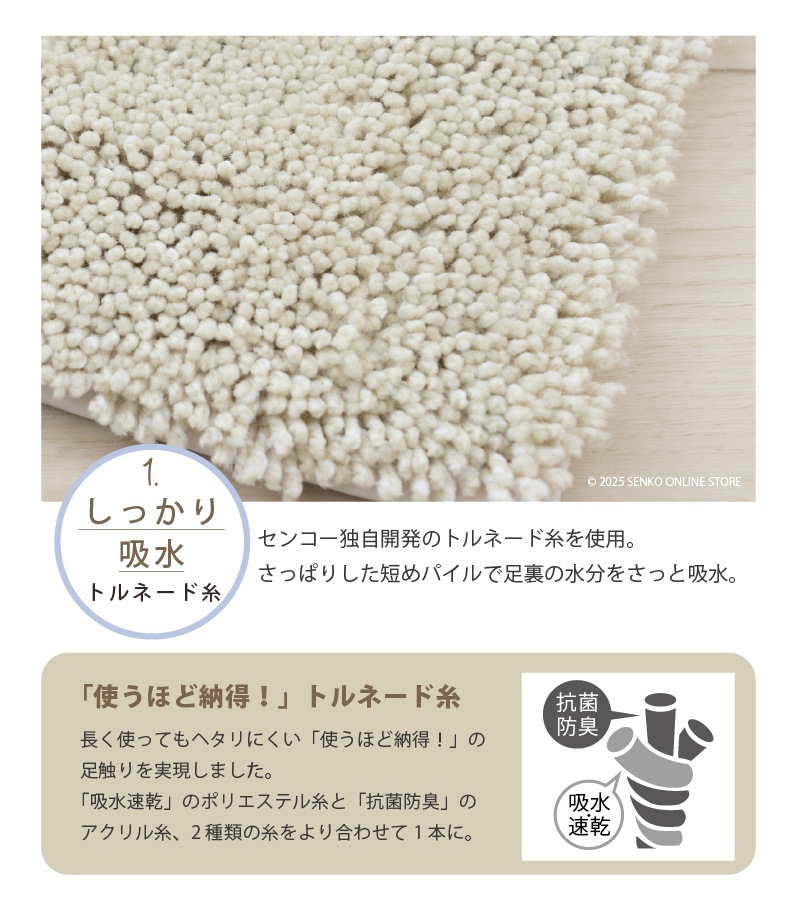 ★SDS ニド バスマット 約60×60cm ブルー/ベージュ/グリーン/ピンク/ホワイト