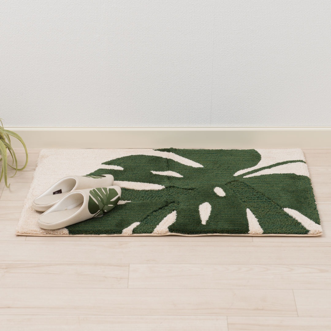 センコー M+home モンステラ マット 約55× 240cm ベージュ キッチンマット 玄関マット 抗菌 防臭 洗える 日本製 26817 キッチンマット 240cm 台所マット 洗える おしゃれ 日本製 滑り止め 抗菌 吸水 幅広 インテリアマット 約55×240cm M+home  モンステラ ベージュ センコー