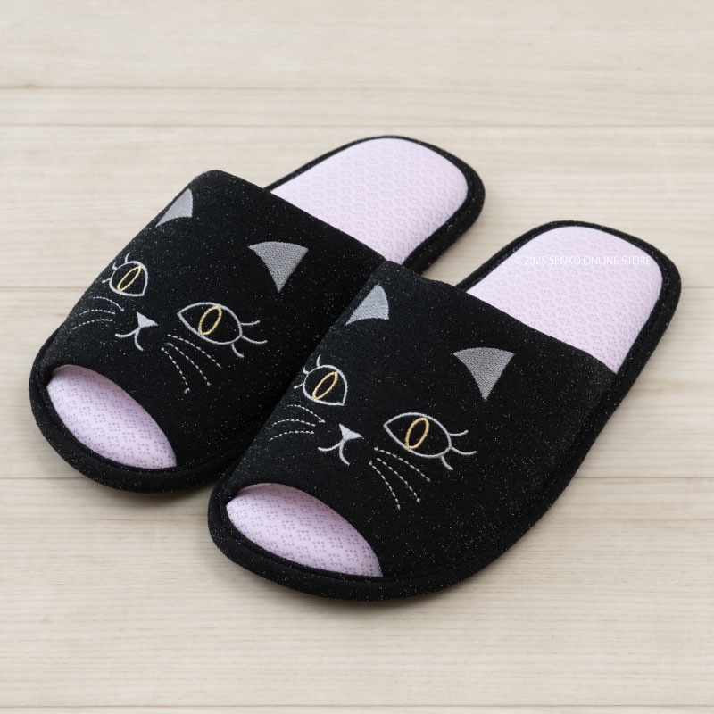 ★小悪魔Cat スリッパ 適応サイズ:約22～24cm レイダイヤ（ブラック）/リラダイヤ（ピンク）