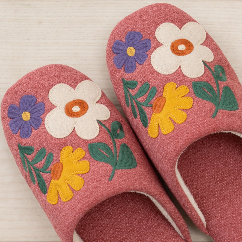 ホコモモラ フロールアルタ スリッパ 約22~24cm ベージュ/グリーン/ピンク/イエロー