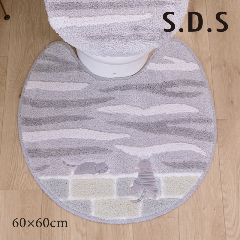 SDS 和にゃんこ サバ トイレマット 約60×60cm グレー | ブランド,SDS
