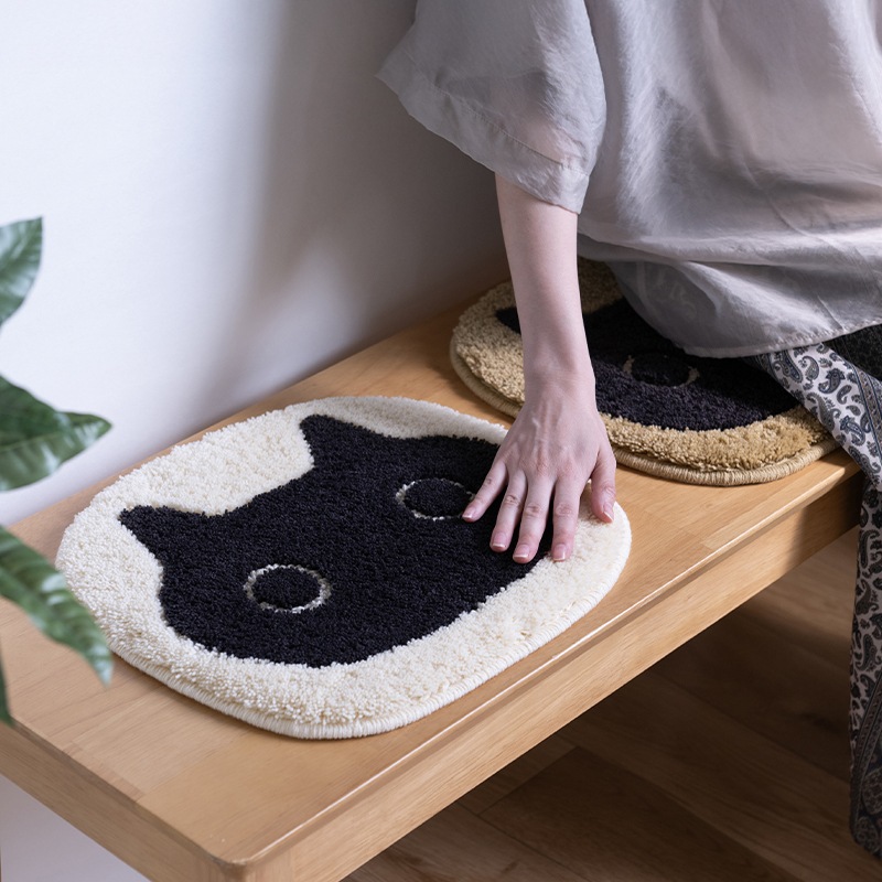 アツコマタノ チェアマット MEME 約32×35cm キャメル/アイボリー