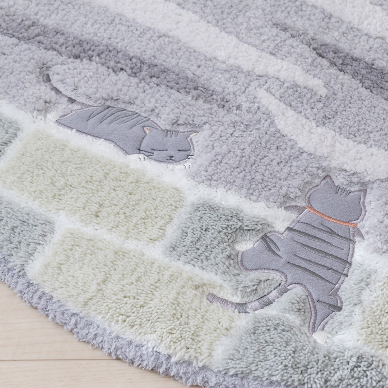 SDS 和にゃんこ サバ ロングトイレマット 約80×60cm グレー 