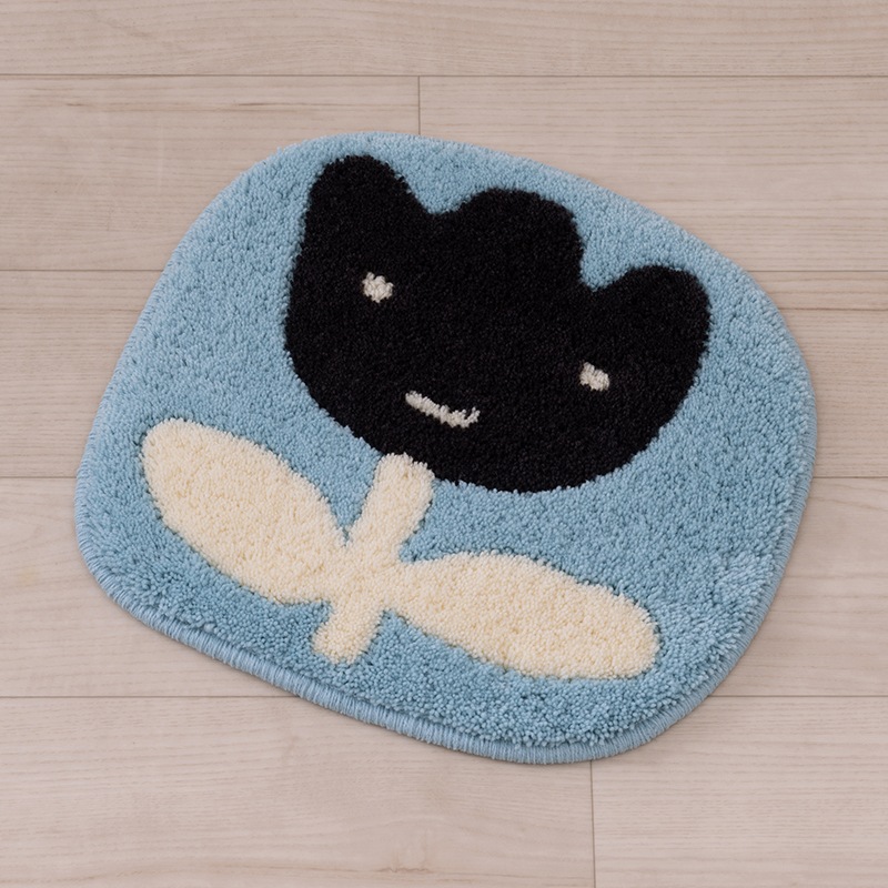 アツコマタノ チェアマット チューリップ 約32×35cm ブルー/イエロー