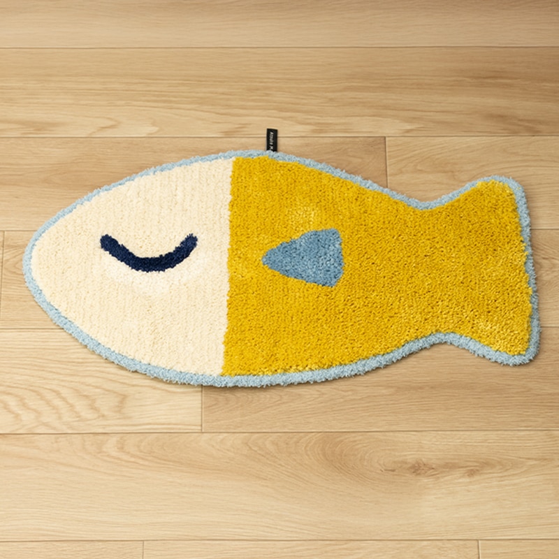 アツコマタノ うおっち インテリアマット 約30×57cm レッド/イエロー
