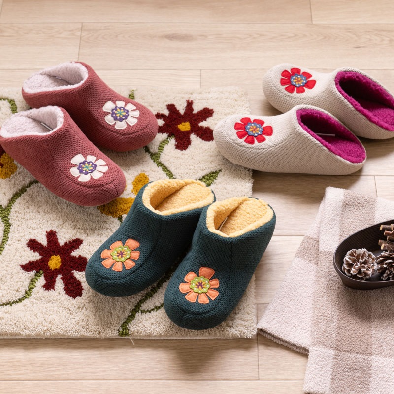 ホコモモラ インペリアル スリッパ 約22~24cm ベージュ/グリーン/レッド