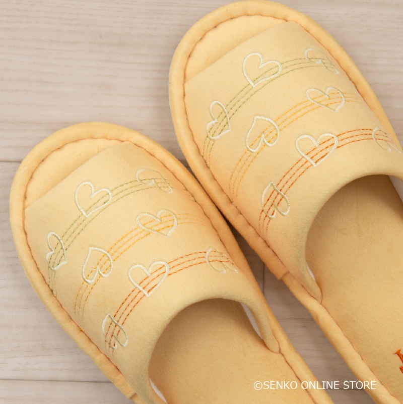 【スリッパ】フリーサイズ イエロー/ピンク Jocomomola（ホコモモラ） コラソン3 