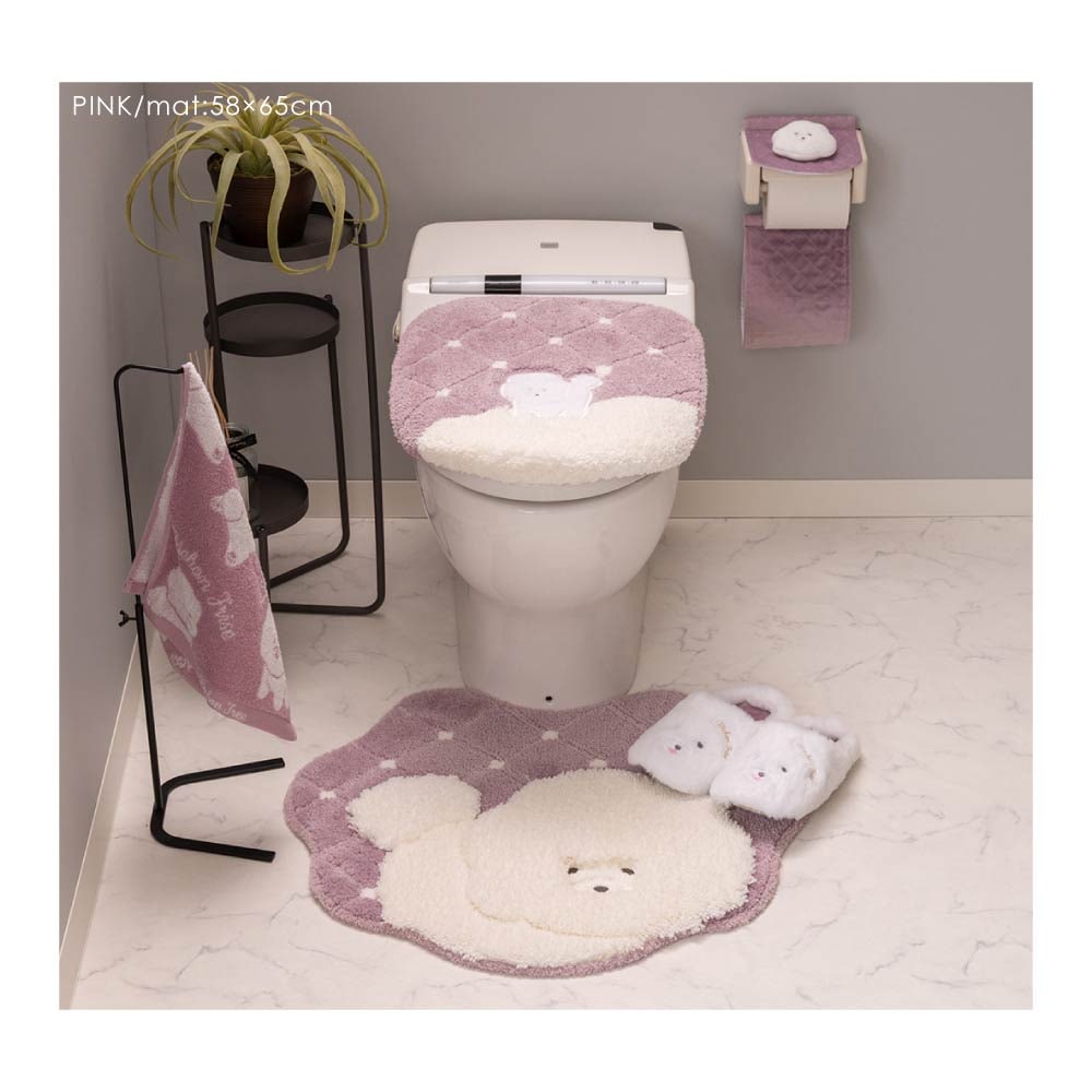 SDS クラウドビション トイレマット 約58×65cm ベージュ/ピンク