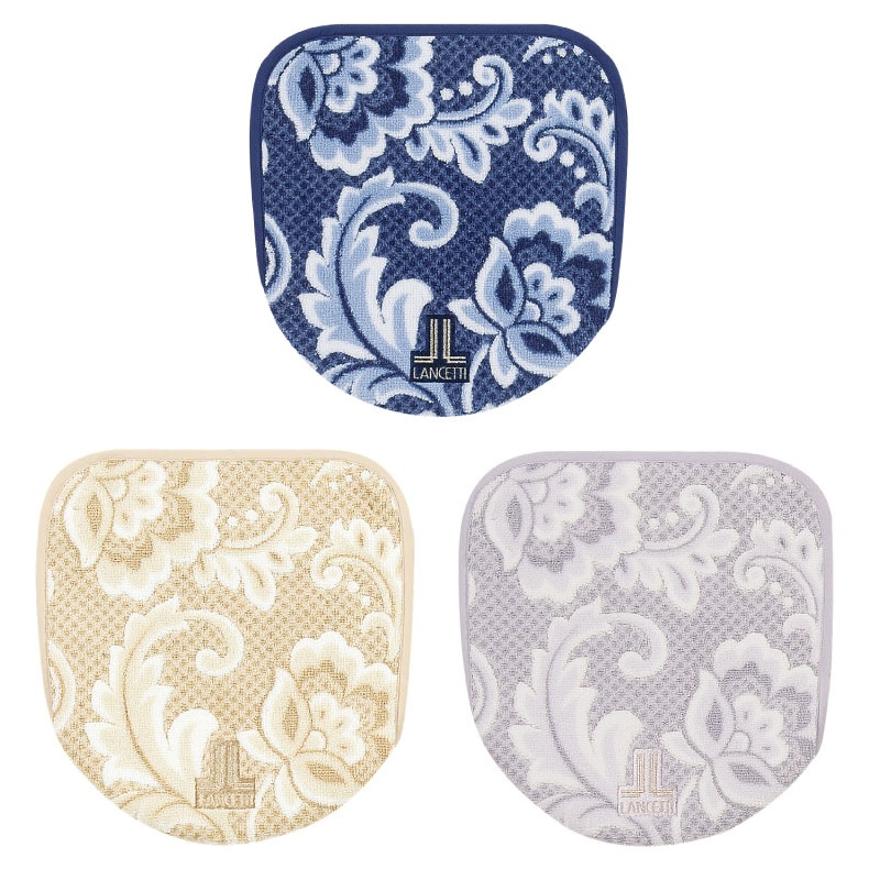【トイレ兼用フタカバー 普通便座 洗浄便座 高級感 更紗柄 エレガント 上品】ブルー/ベージュ/グレー/ ランチェッティ ピッツォ