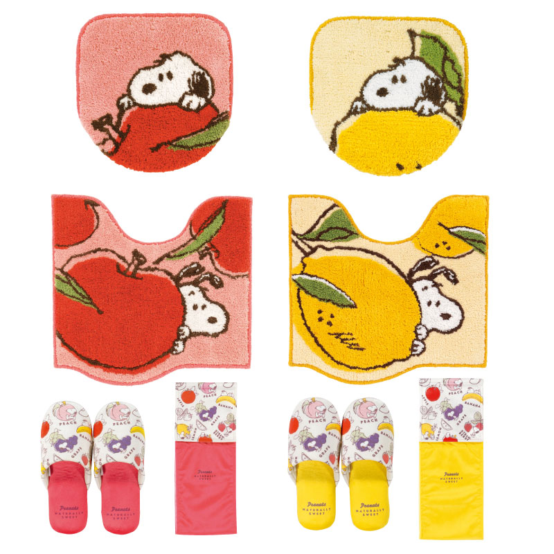イエロー色　PEANUTS スヌーピー　トイレマットセット　新品 SNOOPY トイレマットセット 2点 約58×60cm トイレマット+兼用