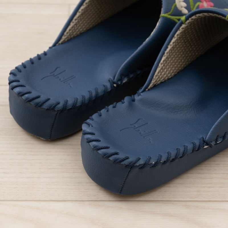 シビラ フロラシオン スリッパ Sサイズ(約21.5~22.5cm)Mサイズ(約22.5~23.5cm)/Lサイズ(約23.5~24.5cm) ベージュ/ネイビーブルー