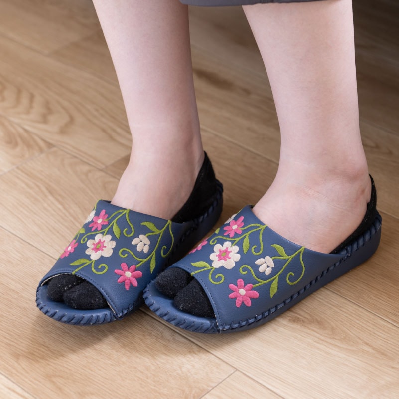 シビラ フロラシオン スリッパ Sサイズ(約21.5~22.5cm)Mサイズ(約22.5~23.5cm)/Lサイズ(約23.5~24.5cm) ベージュ/ネイビーブルー