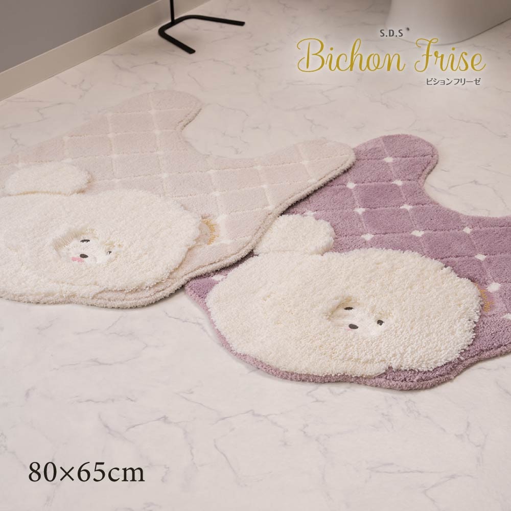SDS クラウドビション ロングトイレマット 約80×65cm ベージュ/ピンク