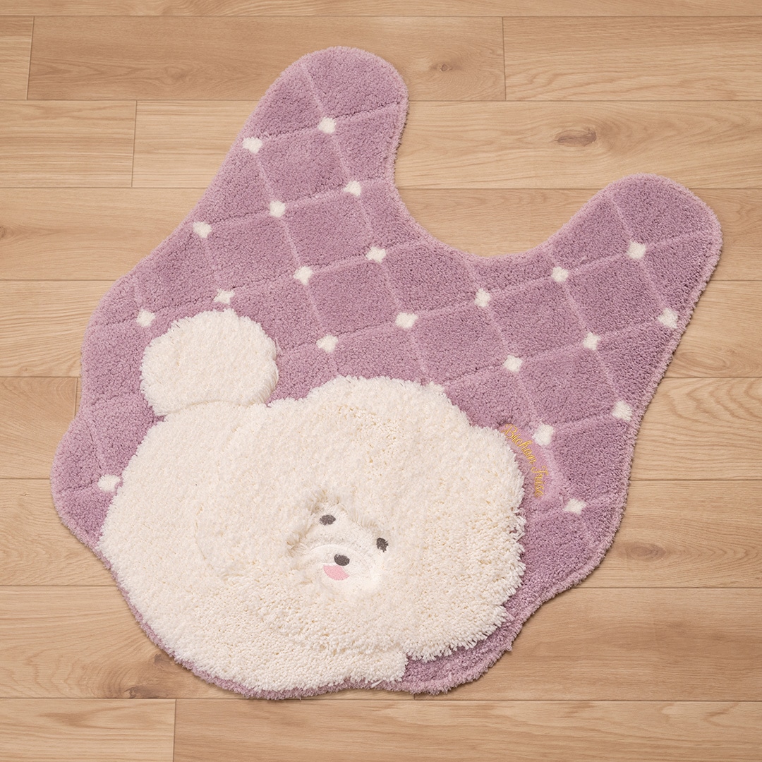 SDS クラウドビション ロングトイレマット 約80×65cm ベージュ/ピンク