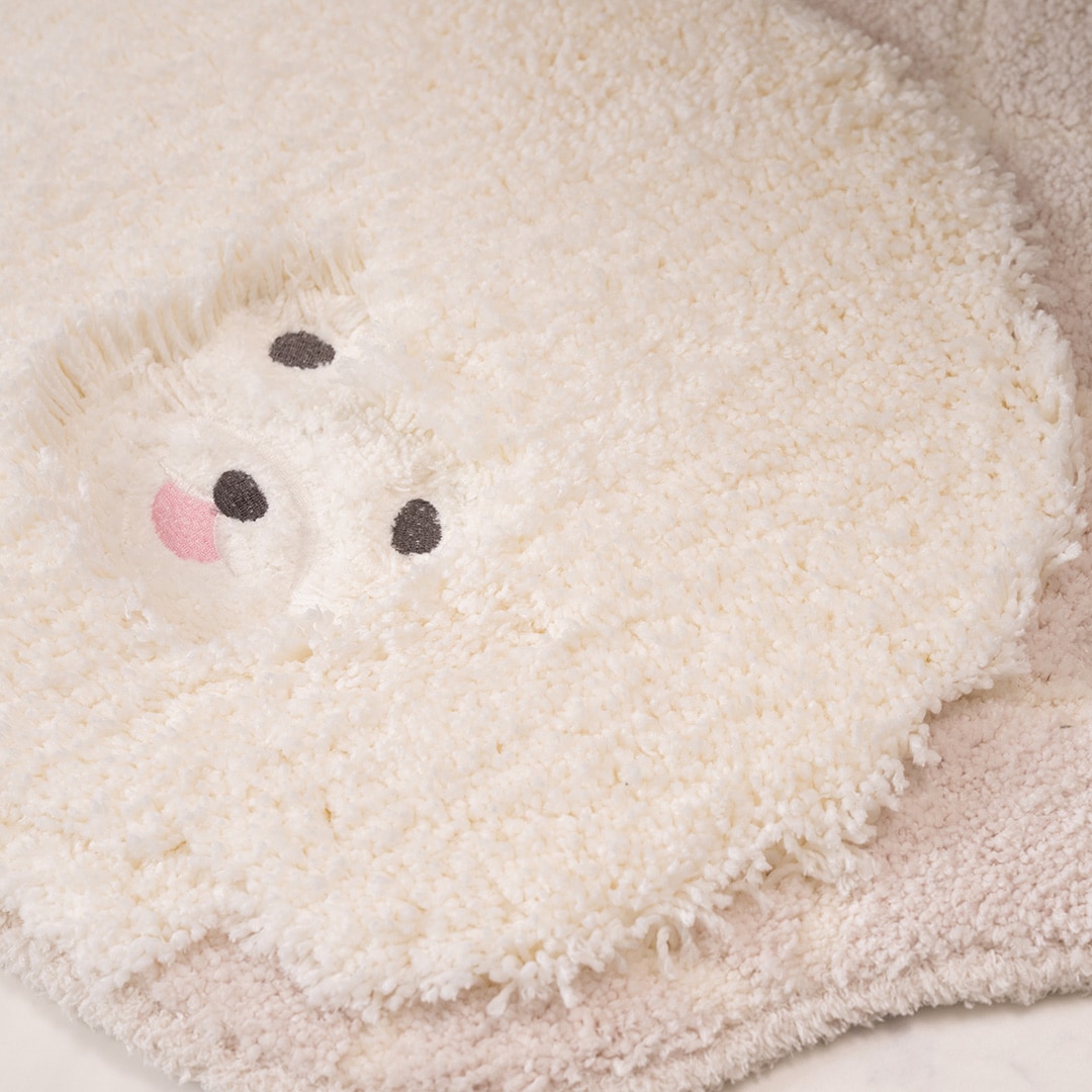 SDS クラウドビション ロングトイレマット 約80×65cm ベージュ/ピンク