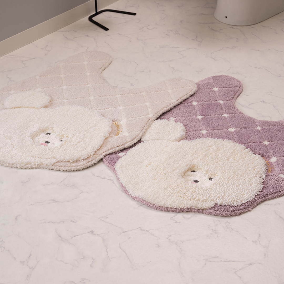 SDS クラウドビション ロングトイレマット 約80×65cm ベージュ/ピンク