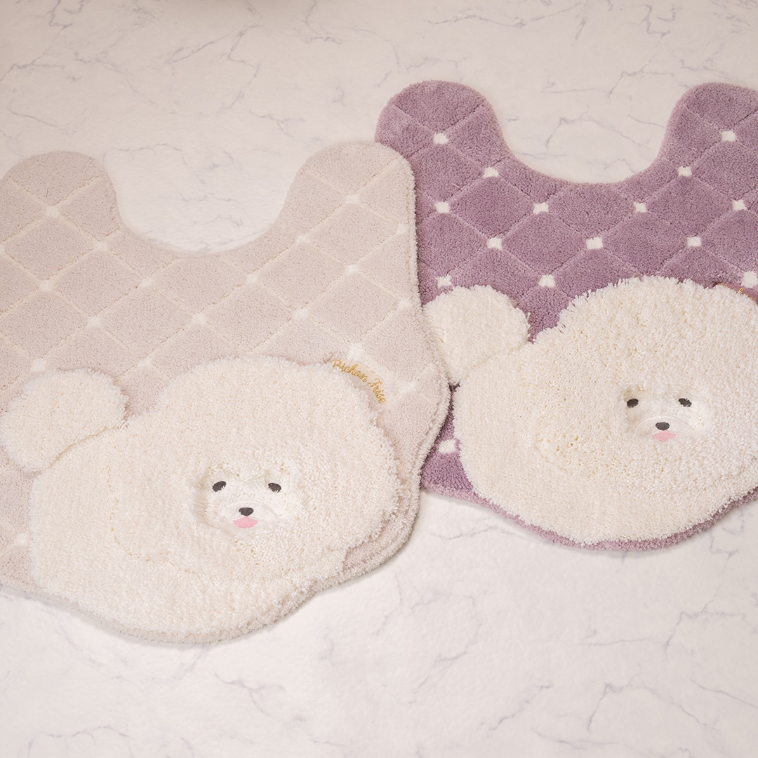SDS クラウドビション ロングトイレマット 約80×65cm ベージュ/ピンク