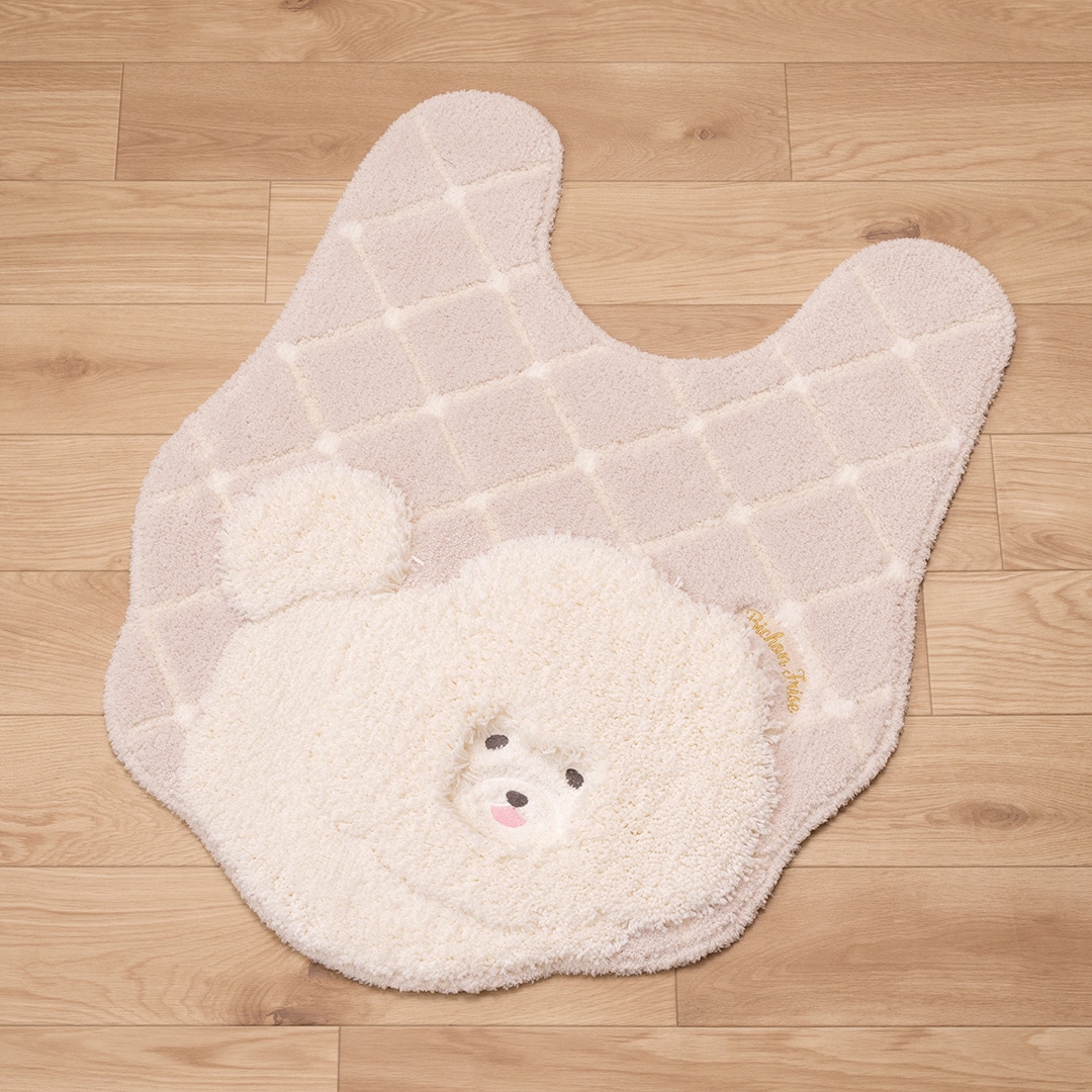SDS クラウドビション ロングトイレマット 約80×65cm ベージュ/ピンク