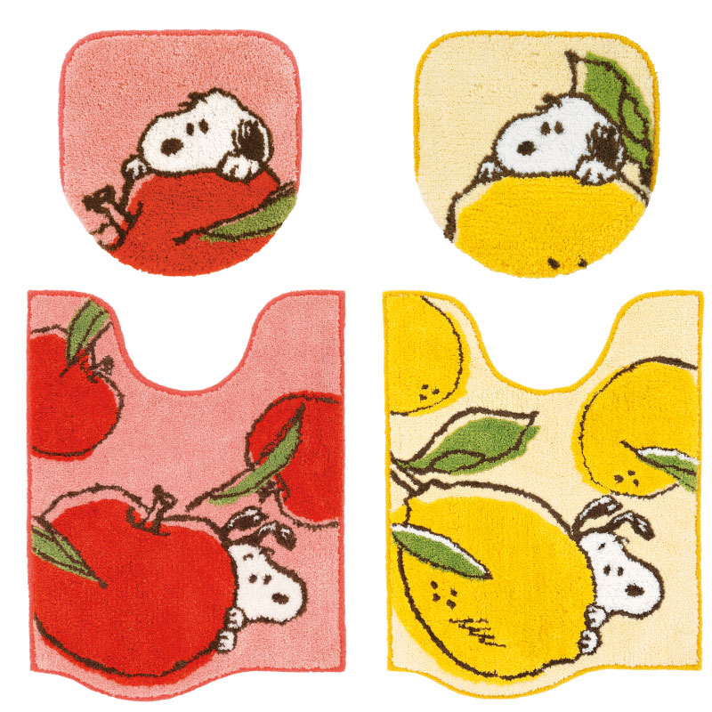 トイレ2点セット ロングトイレマット+兼用フタカバー レッド/イエロー