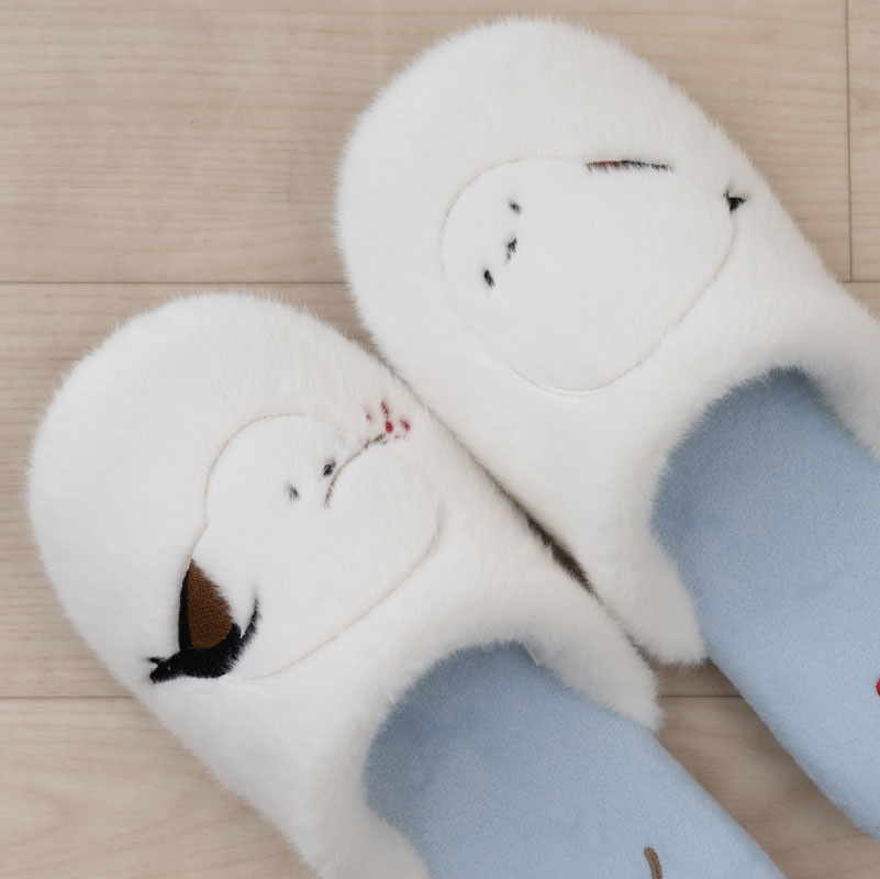 SDS なかよしシマエナガ スリッパ 約22～24cm ブルー/ベージュ