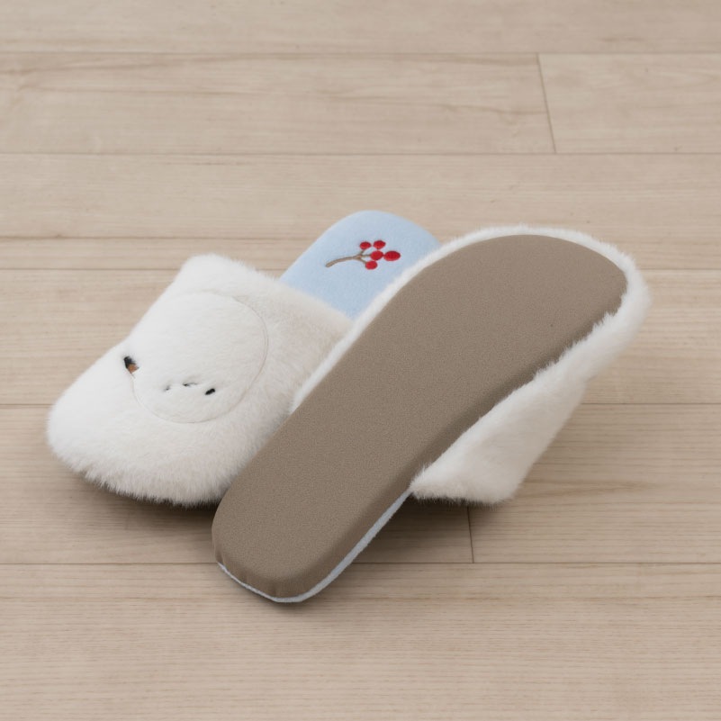 SDS なかよしシマエナガ スリッパ 約22～24cm ブルー/ベージュ