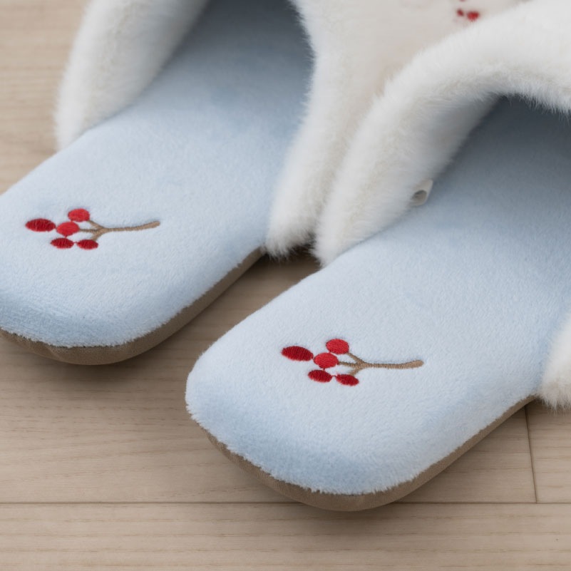 SDS なかよしシマエナガ スリッパ 約22～24cm ブルー/ベージュ