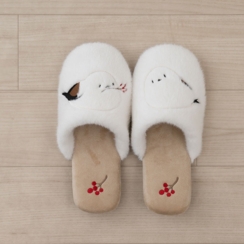 SDS なかよしシマエナガ スリッパ 約22～24cm ブルー/ベージュ