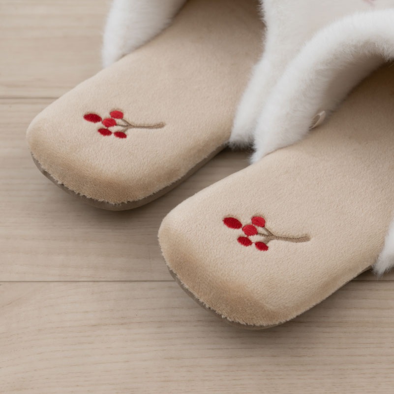 SDS なかよしシマエナガ スリッパ 約22～24cm ブルー/ベージュ