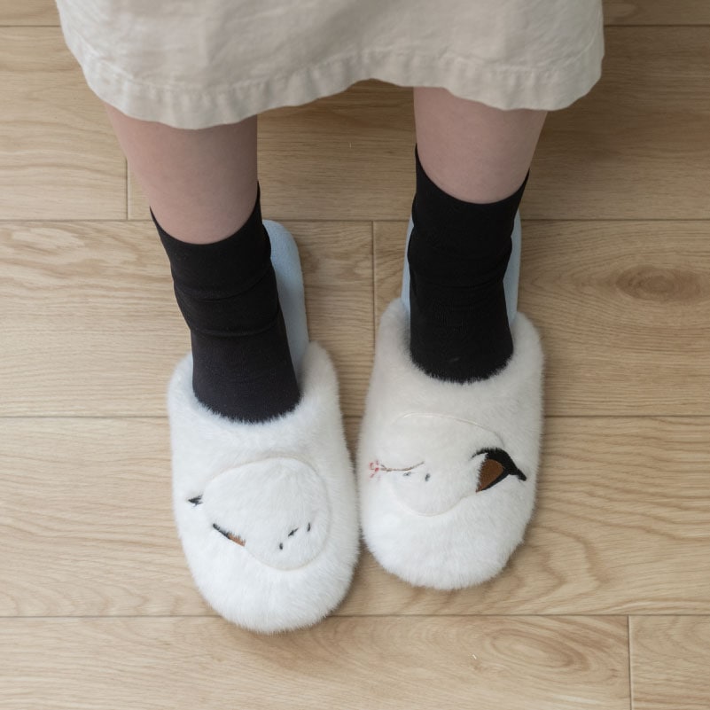 SDS なかよしシマエナガ スリッパ 約22～24cm ブルー/ベージュ