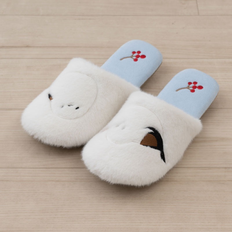 SDS なかよしシマエナガ スリッパ 約22～24cm ブルー/ベージュ