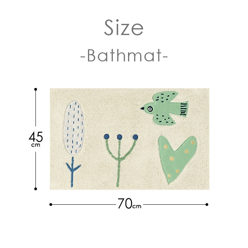 アツコマタノ 朝 バスマット 約45×70cm グレー/アイボリー