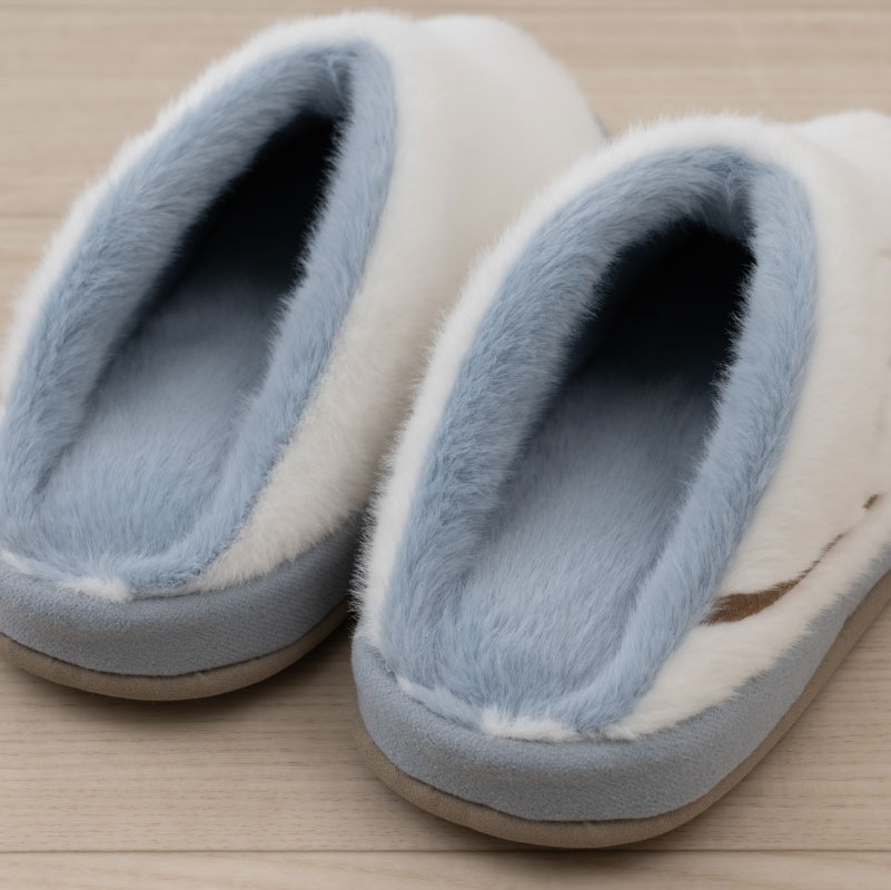 SDS あったかシマエナガ スリッパ 約22～24cm ブルー/ベージュ